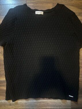 Calvin Klein Black Textured Short-Sleeve Knit Top